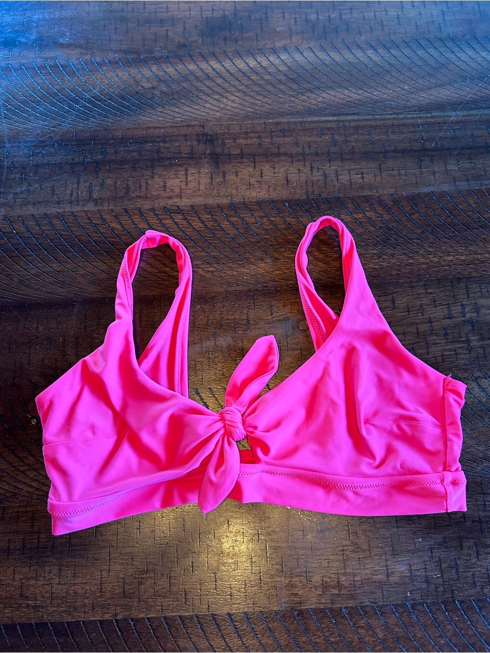 Neon Pink Tie-Front Bikini Top